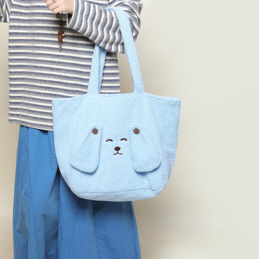 Neue Braune Niedliche Plüschtasche Lammwolle Pendler Umhängetasche Große Kapazität Tragetasche