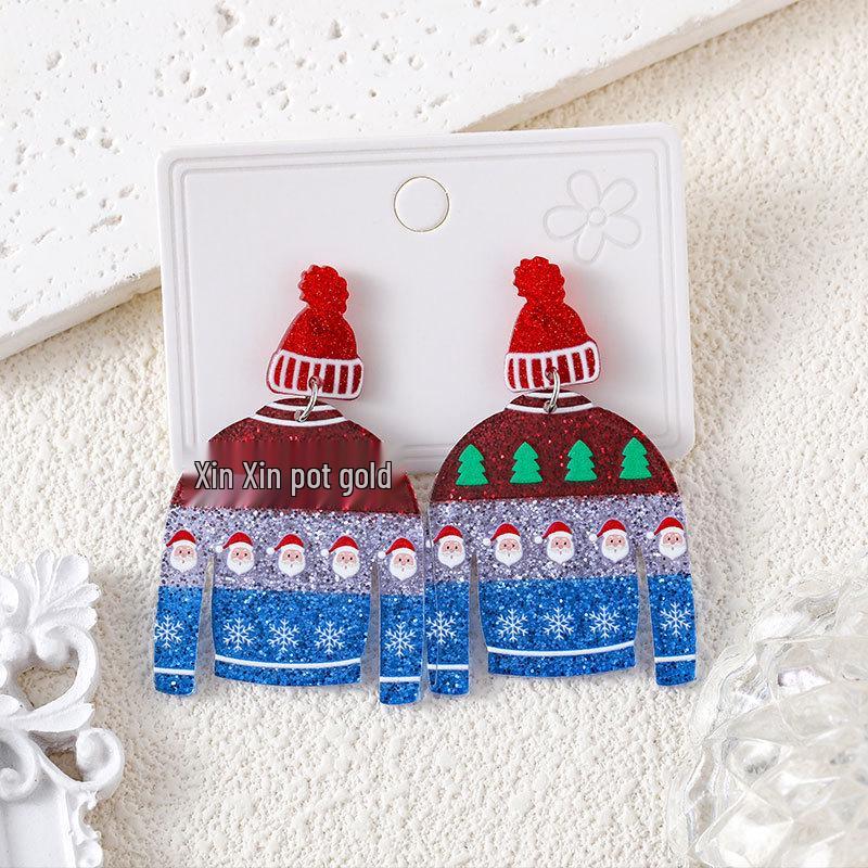 European & American Christmas Earrings: Cute Snowflake & Tree Designs for Women