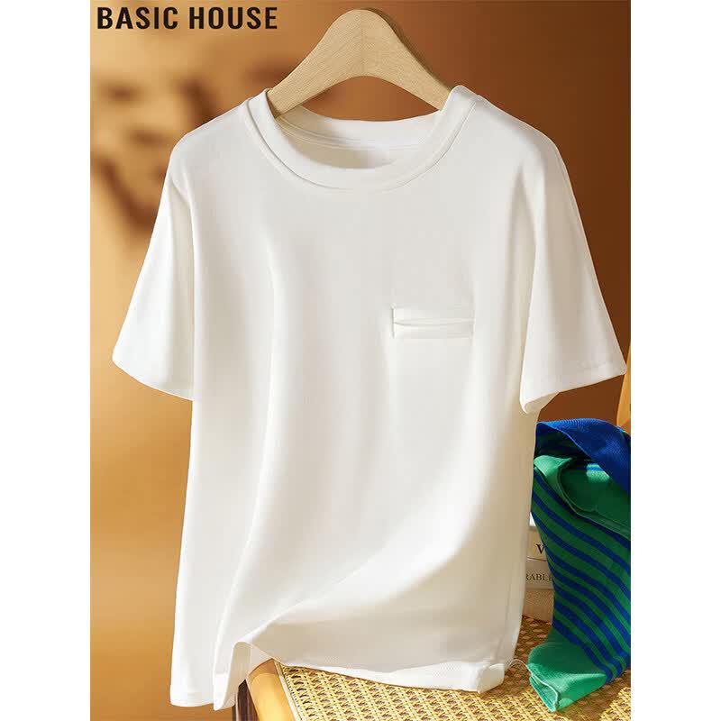 Basic House Women s Pure Cotton Short Sleeve T-shirt L белый