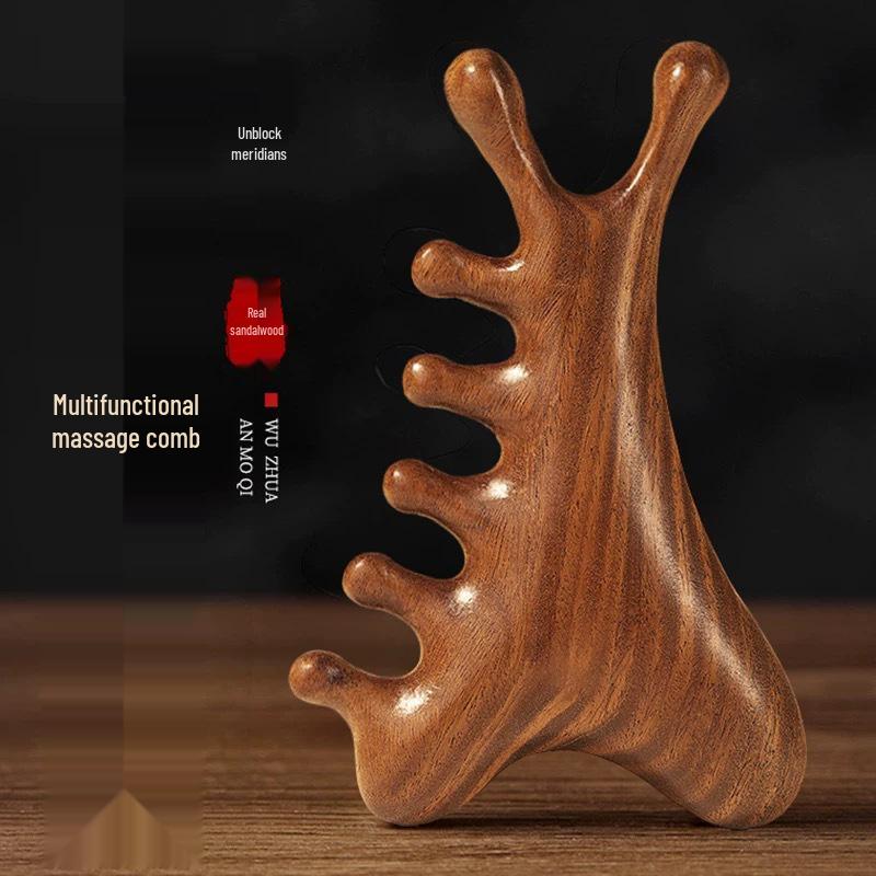 

Sandalwood Multifunctional Scalp Massage Comb for Hair Loss Therapy and Gua Sha Face & Eye Treatment Essential Oil 10ml