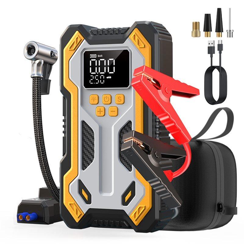 A80X-Car Jump Starter With 10000Mah Air Compressor LCD Screen Portable Booster Battery