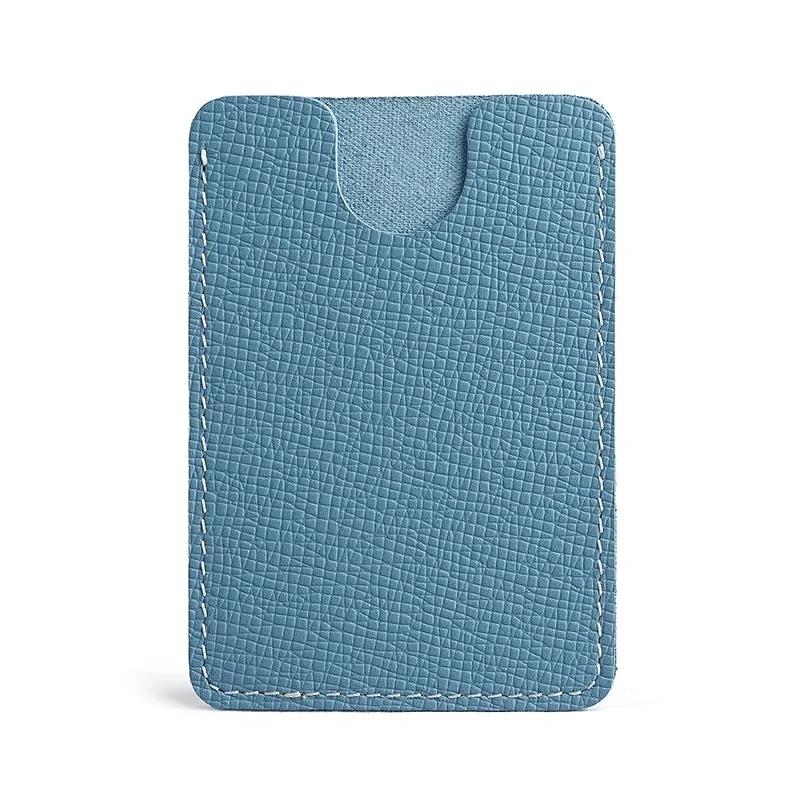 

Ultra-Thin Mini Full-Grain Cowhide Leather Card Holder Wallets for Men Women Lightweight Soft Genuine Leather Credit Card світло-синій колір