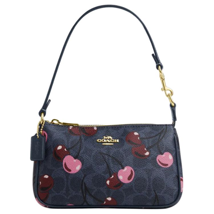 

Coach Nolita 19 Cherry Print Top Zip Closure Faux Leather Handbag Small Women handbags Blue CZ011-IMDEI Basic Set (Bag+Dust Bag)