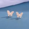 New Fashionable Simple Cute Pink Butterfly 925 Sterling Silver Personality Compact Earrings  E111