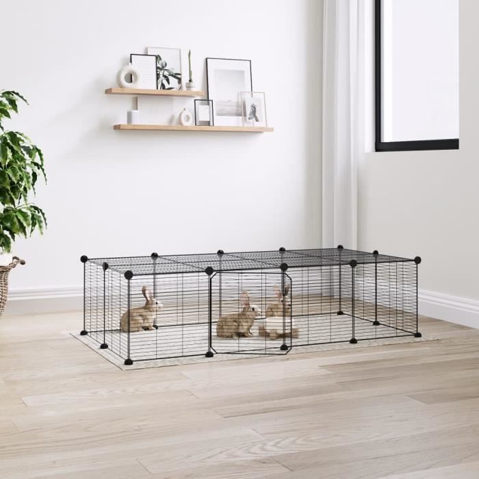 3114058 vidaXL Cage animaux de compagnie à 20 panneaux et porte Noir 35x35 cm