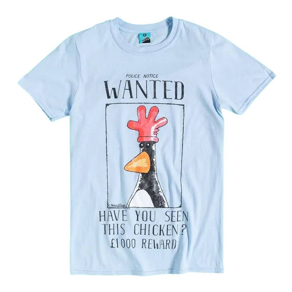 Wallace and Gromit Unisex Adult Feathers McGraw Wanted Poster T-Shirt