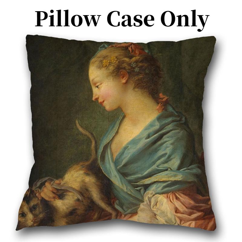 Oil Throw Painting Pillow Case Linen Suede Soft Cushion Cover Decoration Room
