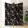 The Pattern Features Skulls, Guitars, Audio Equipment, and Rock-themed Icons. for All Seasons Blanket Lunch Break Throw Gift