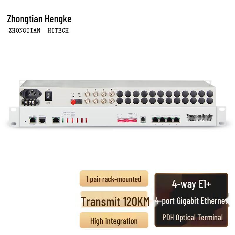 ZHONG TIAN HITECH 4E1 4-Port Gigabit Ethernet PDH Optical Transceiver