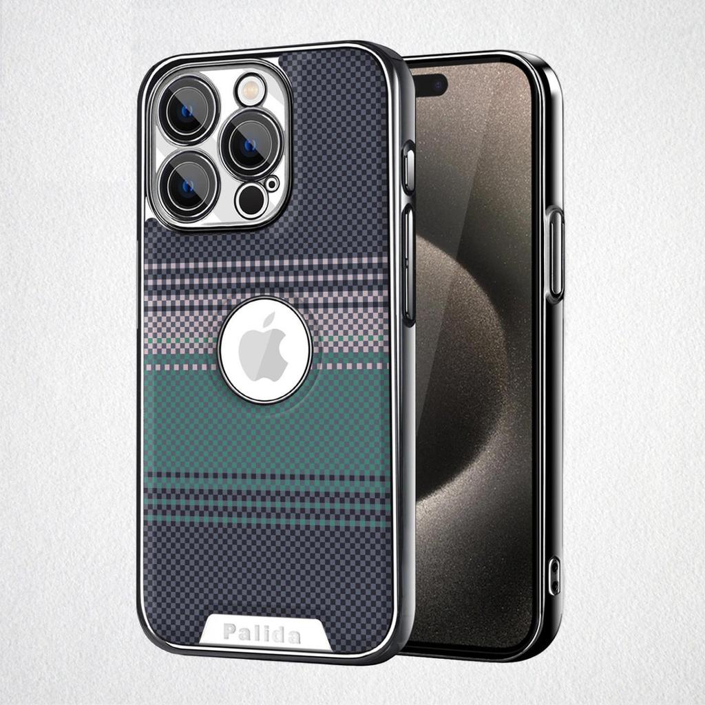 Kevlar Leather Texture Electroplated Anti-Drop Case for iPhone 16 Pro Max/17 Full Cover
