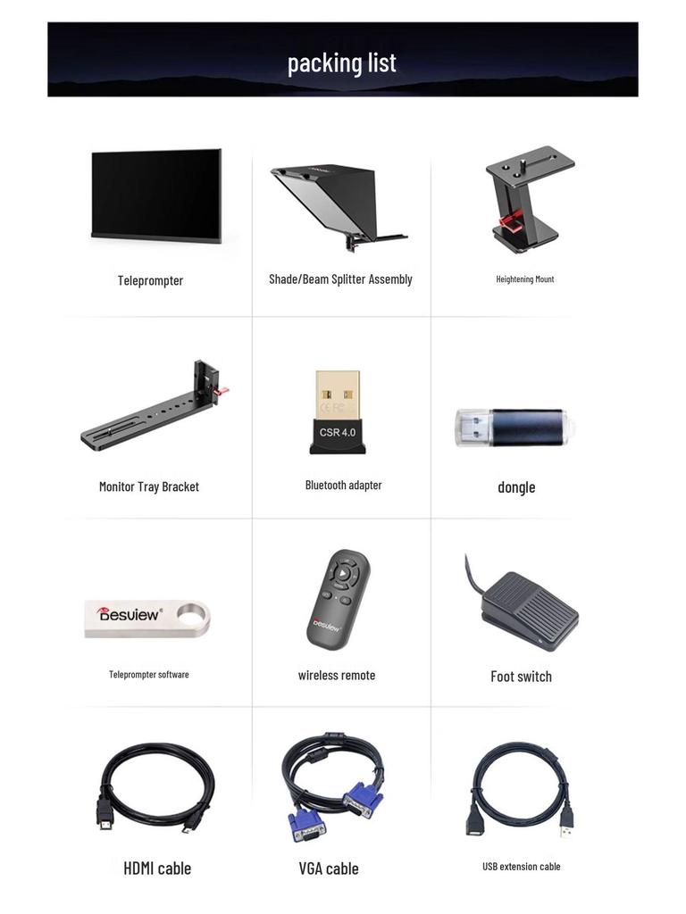 Baishiyue T20 Teleprompter: Large Screen for Live Broadcast, Recording, Speech, and Streaming.