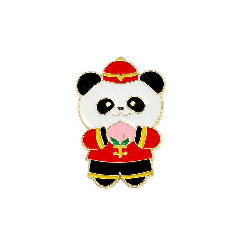 Zinc Alloy Enamel Dropping Brooch, Cute Cartoon Lucky Panda Snake Pattern 2025 Year of the Snake, New Year Festival Decorative Lapel Pin Badge
