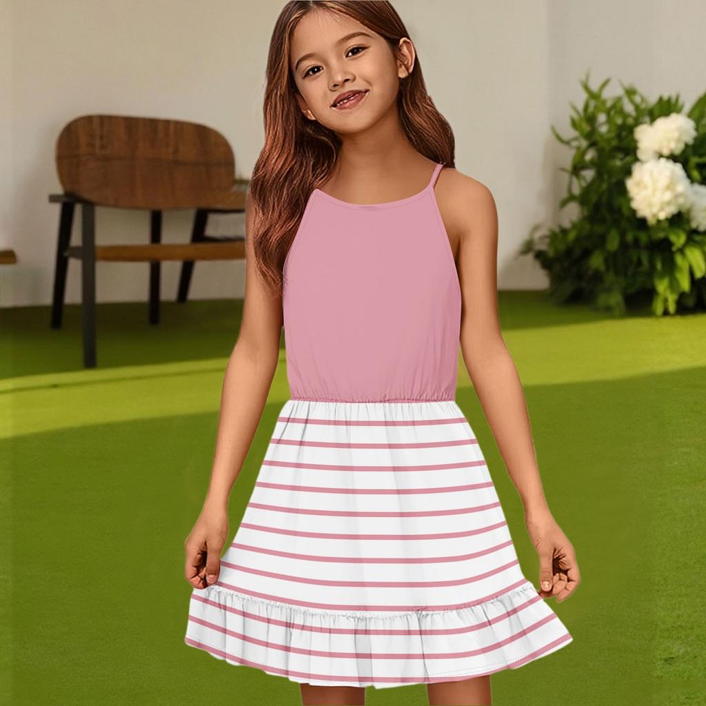 Kinder Sommer Freizeitmode Rundhals Einfarbig Ärmelloses Kleid