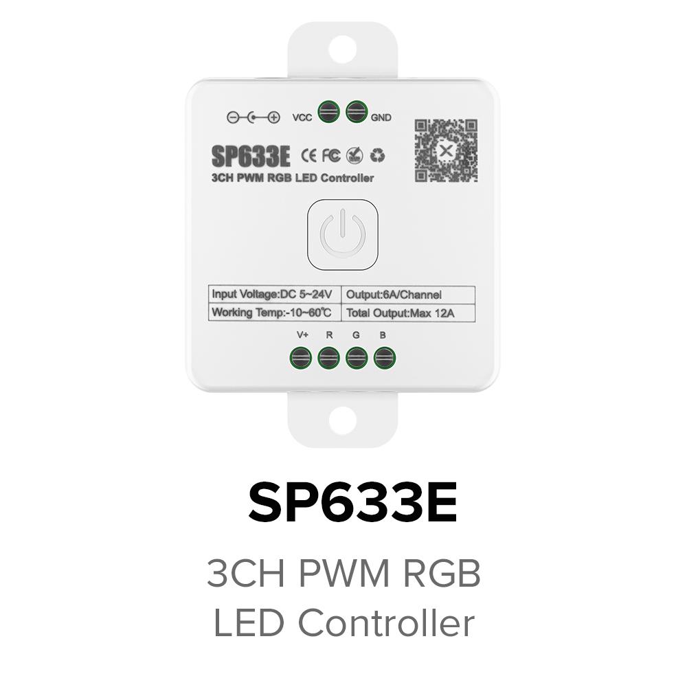 SP630E All In One LED Controller 5CH PWM SPI Pixels LED Light Strip WS2812B WS2811 SK6812 FCOB 5050 RGB RGBW CCT Music BT 5V-24V