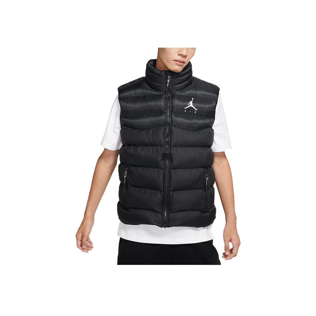 Jordan Solid Color Print Logo Zip Vest Men Outerwear Black CN4268-015