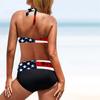Women's Swimwear Bikini 2 Piece Swimsuit Backless Halter Beach Wear Blue Camouflage Stars Print Bathing Suits Hanging Neck Swimsuit