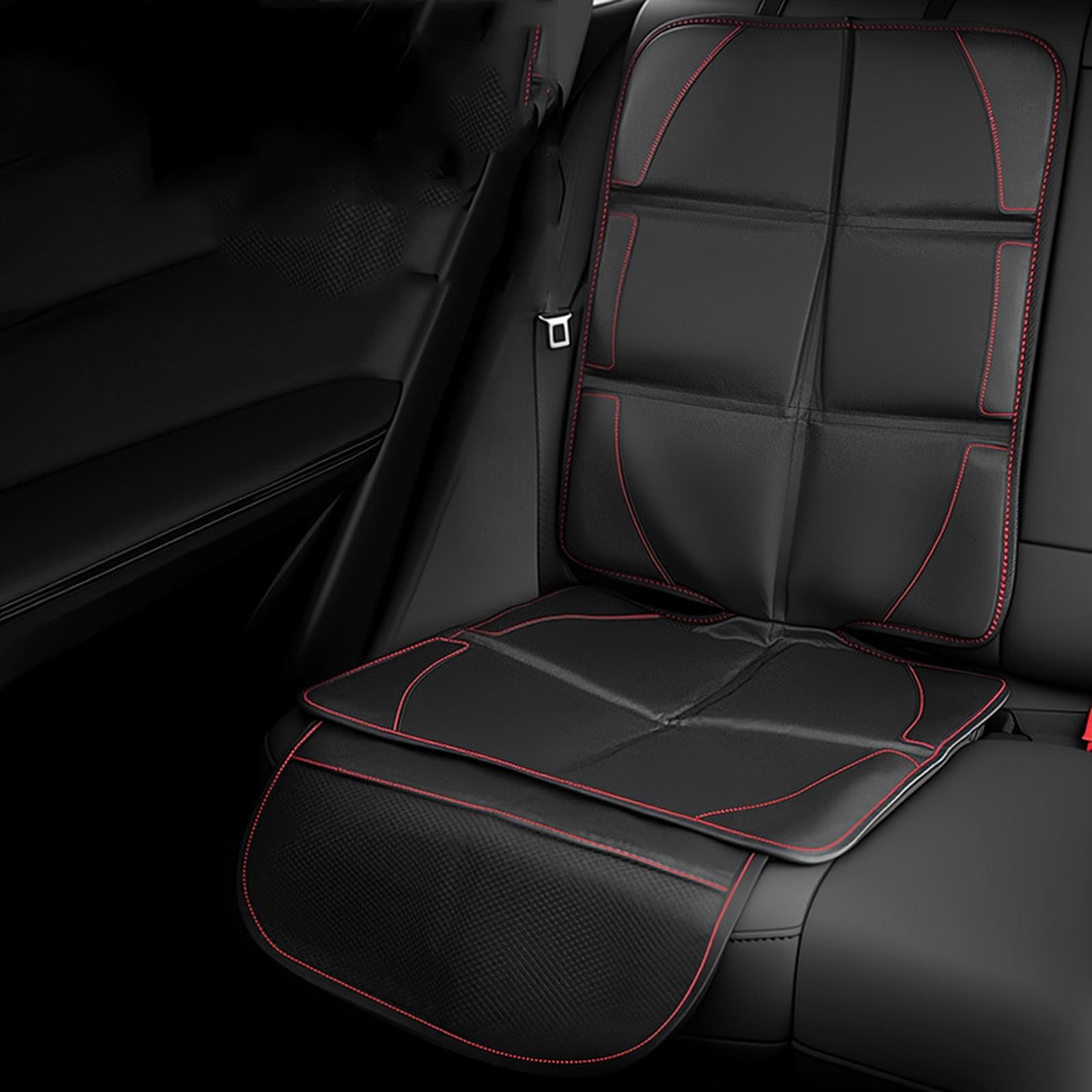 Car Seat Protector, 2 Pack Carseat Protector with Thick Padding, Baby/ for Child Car Seat-Mesh Pockets--Universal Size(Black) nero
