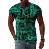 Summer Round Neck 3D Circuit Board Print T-shirts Fashionable Casual Short Sleeved Men's T-shirts