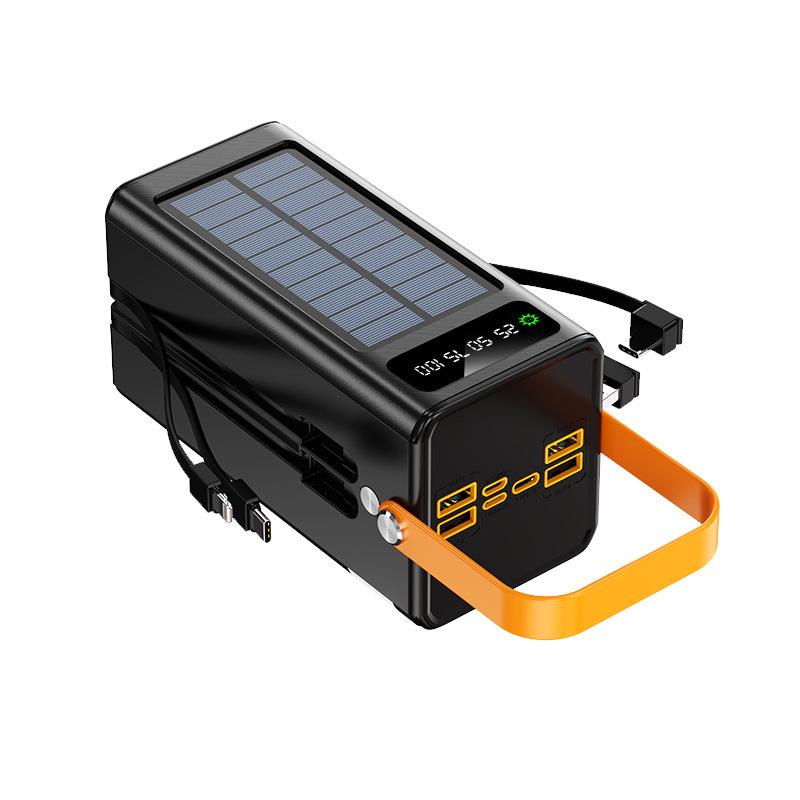 Large-Capacity 120W Solar Power Bank with 100,000mAh and Built-in Fast Charging Cable for Outdoor Use