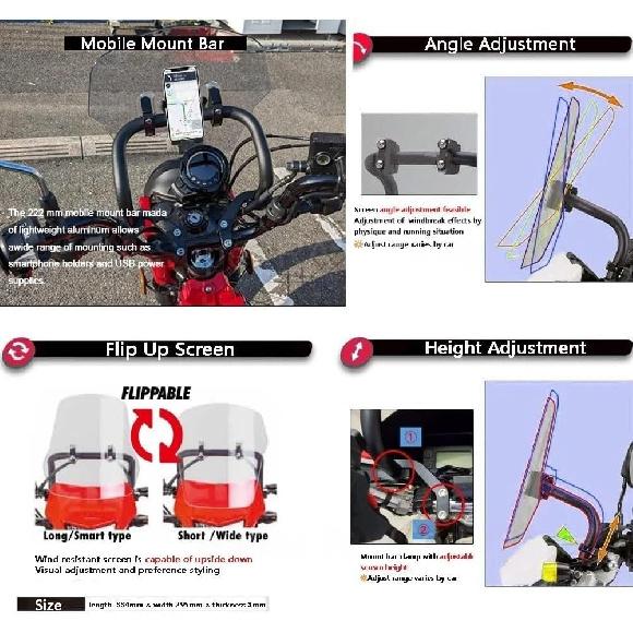 WindScreen Deflector for KLX300 2022 2023 Motorcycle for Adventure windscreen Windscreen Portable Navigation Stand Windshield