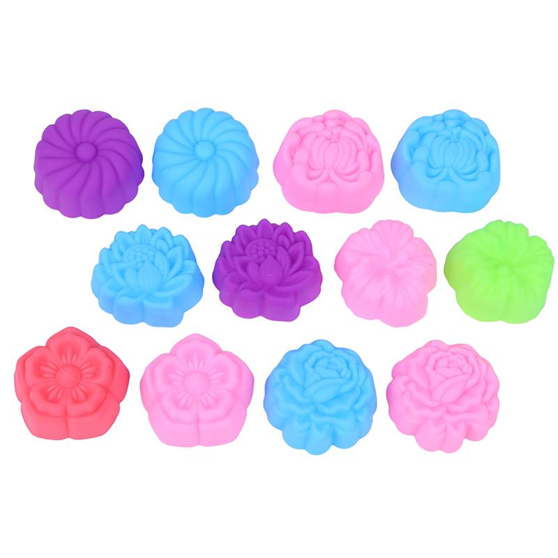 5Pcs 5Cm Various Flower Designs Silicone Muffin Cake Mold Baking Cups Chocolate Pudding Ice Mould Cupcake Tools Diy Kitchenware
