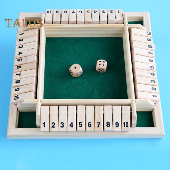 Shut The Box Joc de masă cu zaruri Joc educațional de strategie cu numere de matematică în 4 direcții 4 jucători Copii adulți Petrecere de noapte în familie Jucărie din lemn Close The Box