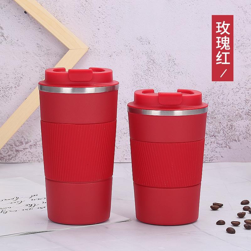 

Third-Generation Stainless Steel Coffee Cup Double-Layer Vacuum Color Spray American Coke Cup Creative Travel Cup 380ml рожевий червоний колір