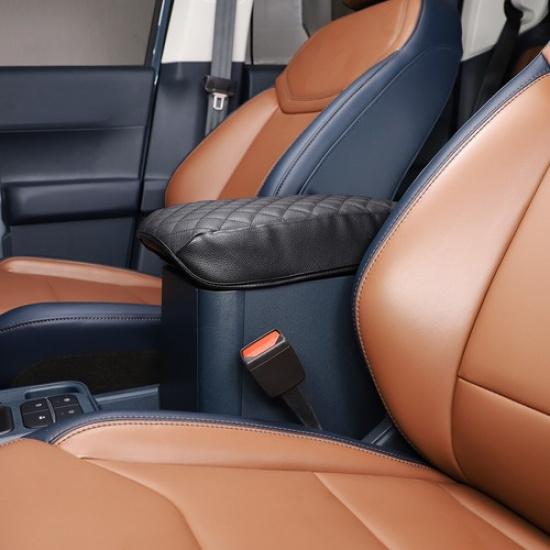 Black PU Leather Armrest Pad Cover Center Console Box For Ford Maverick -23