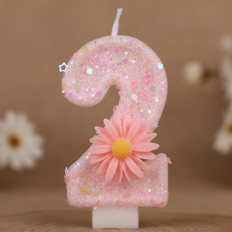 Creative Pink Sunflower Number Birthday Candle Cake Decoration 0-9 Number Candle