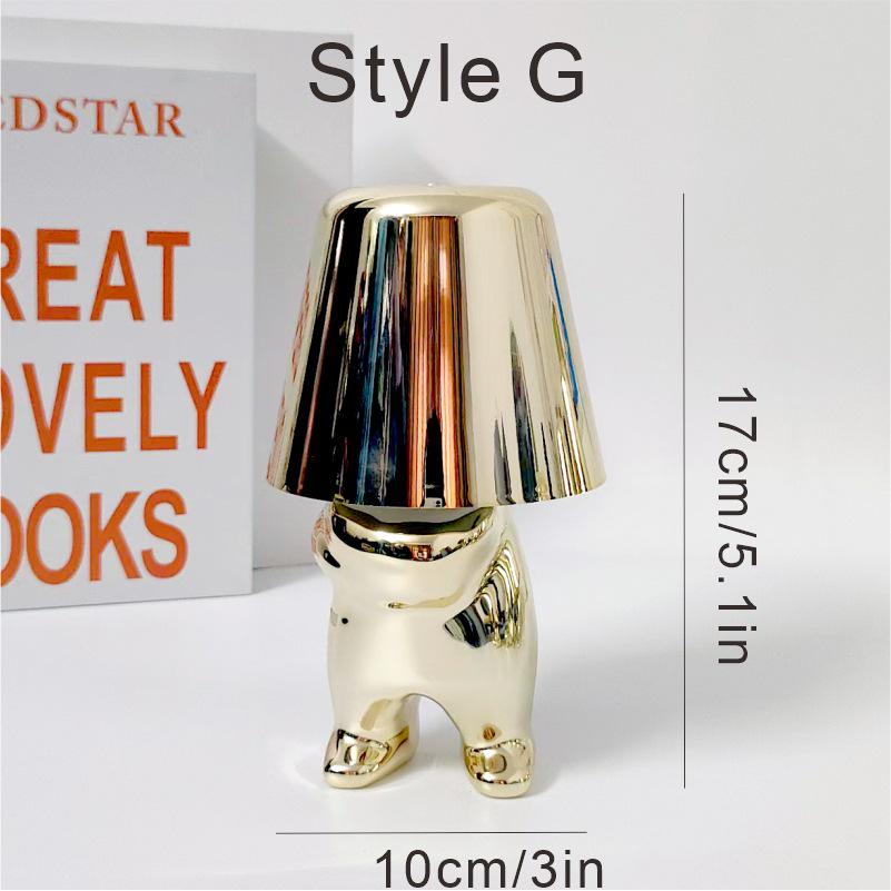 Cross-Border Golden Man Night Light - Bar, Cafe, Bedroom Decor Lamp