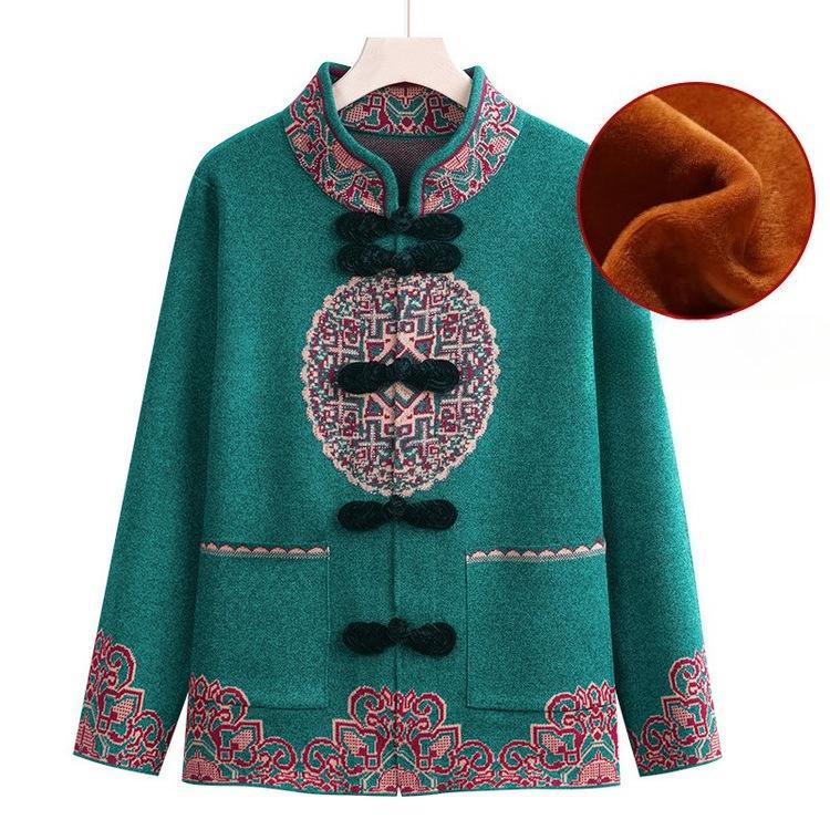Women Knitted Tops Mothers Spring and Autumn Clothes Red Sweater New Year Clothes Early Spring New Style New Year Greetings Clothes