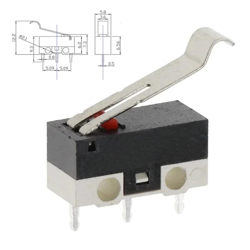 20Pcs Micro Limit Switch 3Pins Long Handle Roller Lever Arm SPDT Momentary Push Button Switch for Mouse DIY Accessories