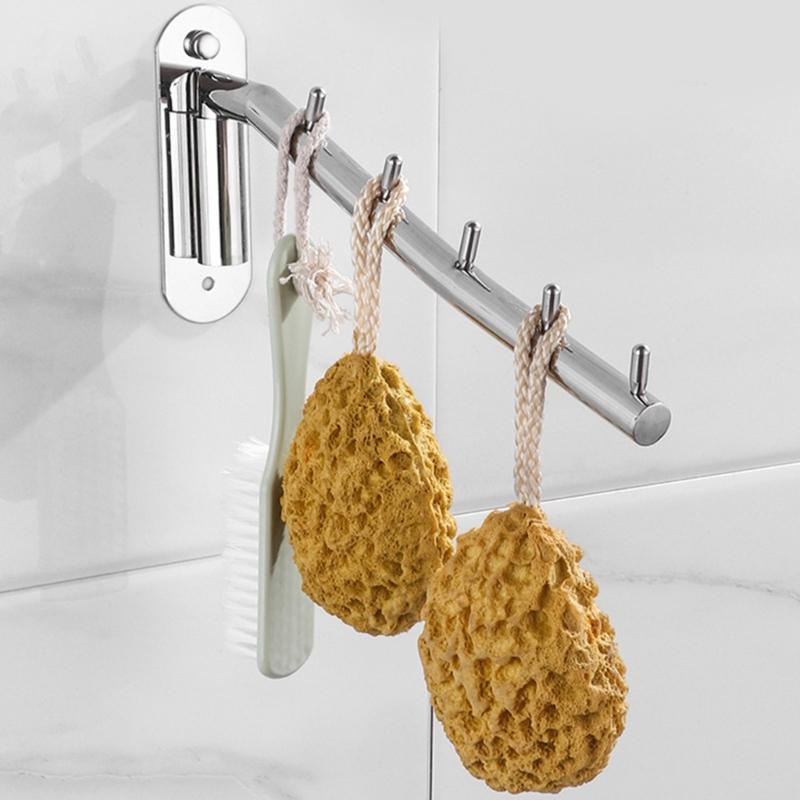 Heavy Duty Steel Folding Wall Mounted Coat Hanger Rack with 5 Hooks Swinging Arm Holder 235mm for Efficient Storage