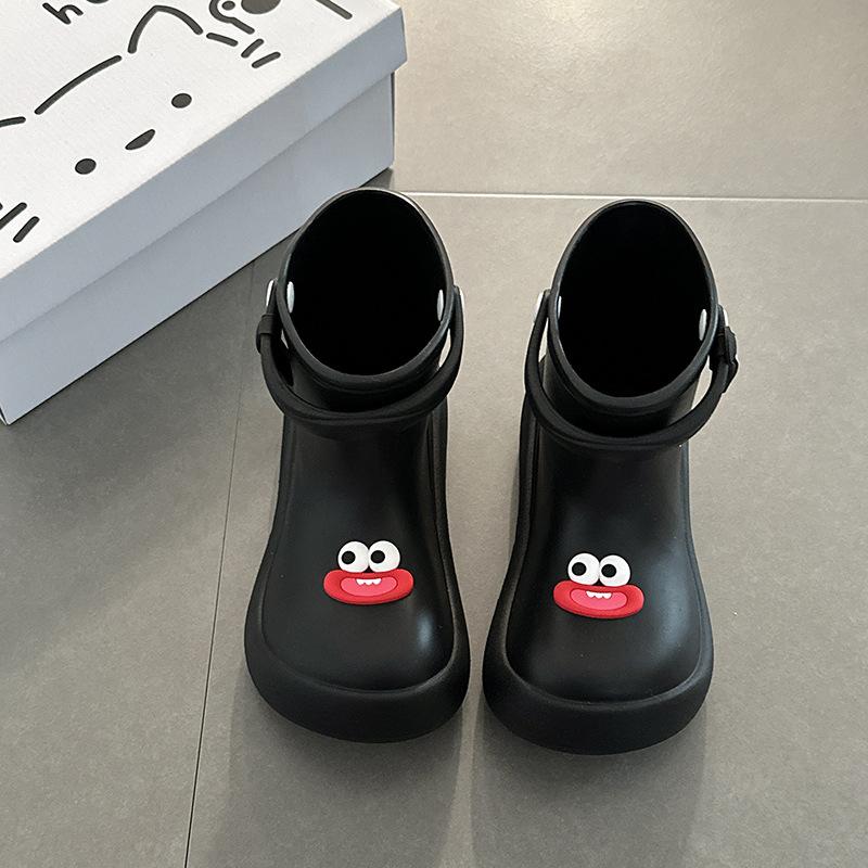 Casual non-slip rain boots cute cartoon Mengmeng shoes women's new summer wear soft thick-soled big-eyed rain shoes