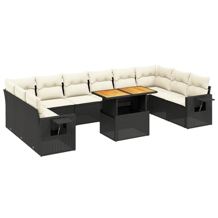 VidaXL Garden Lounge Set with Cushions 11 Pcs, Patio Sofas, Patio Furniture Set, Outdoor Furniture, Black 3271924