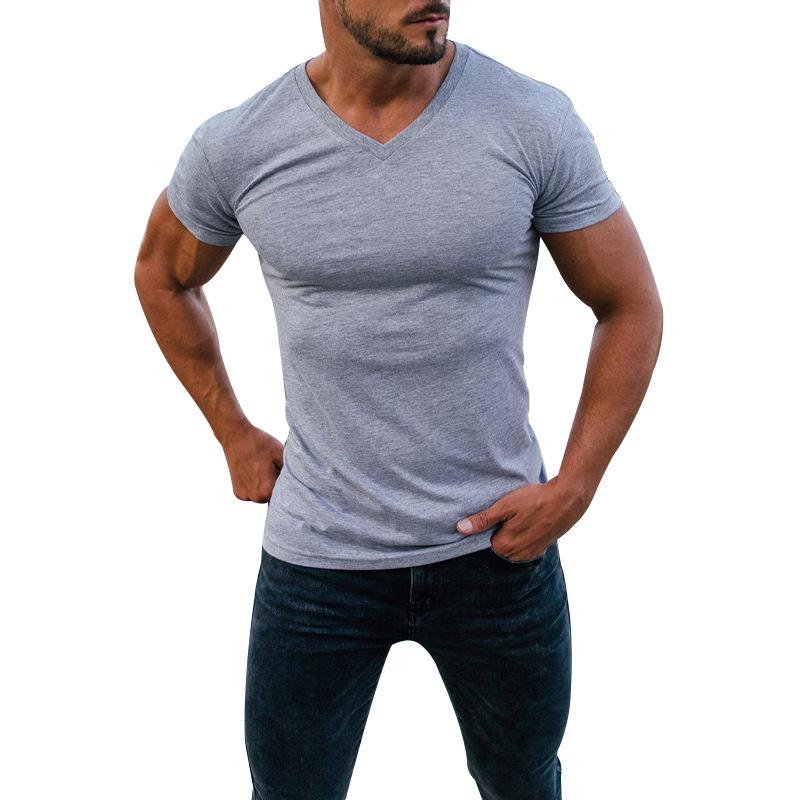 

Men s T-shirt Summer Solid Color V-neck Casual Quick-drying Breathable Summer