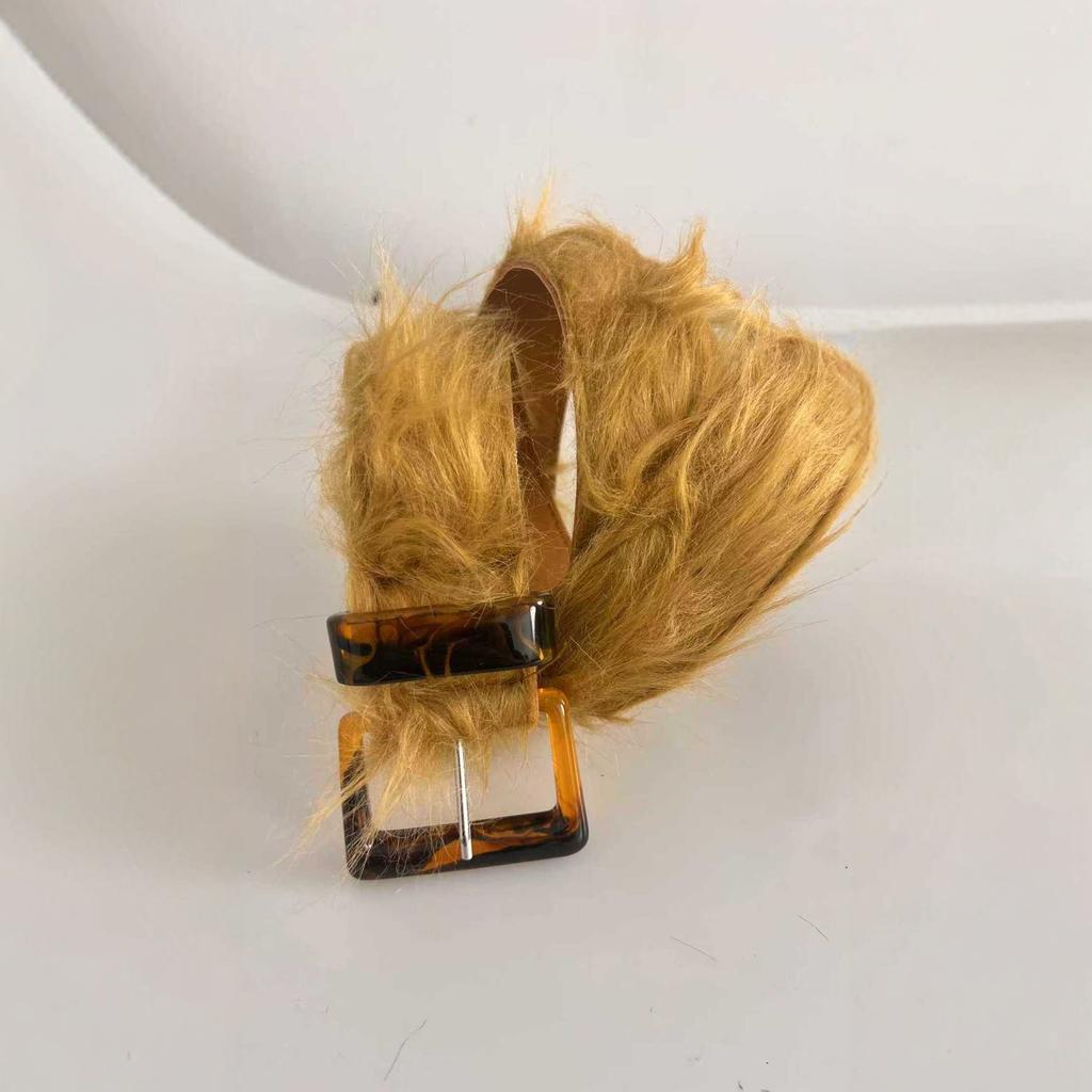 Long-pile Leather Belt, Light Luxury Fur, Innovative Design, Gradient Color, Street Trend, Cool and Stylish Furry Belt