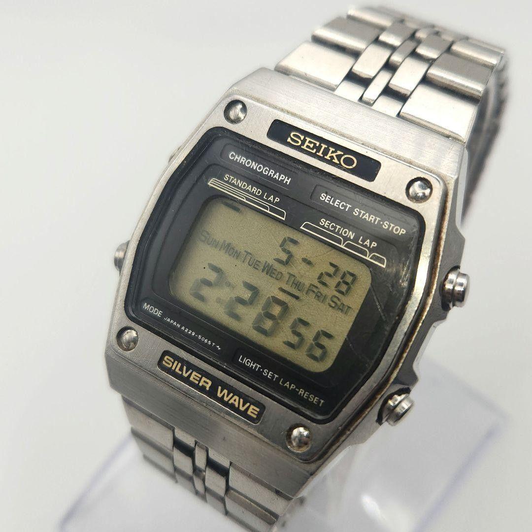 SEIKO Operation Men s Digital A229-5050 Silver Wave Watch