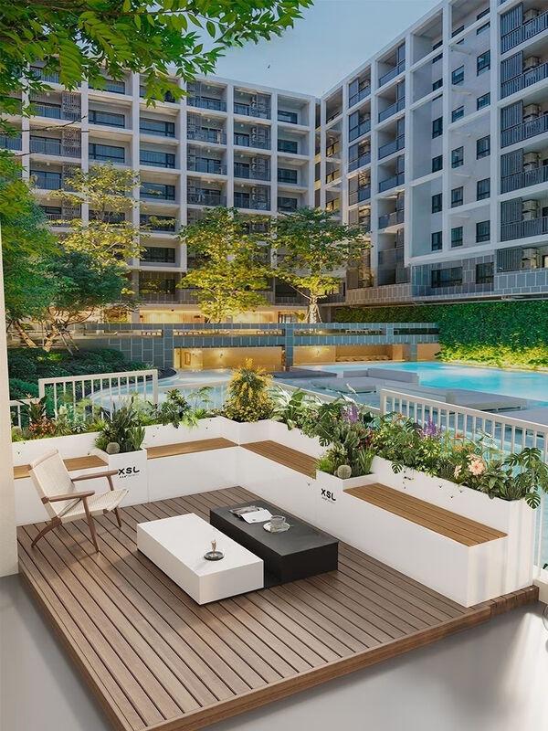 Outdoor Terrace Seating Planter Combination