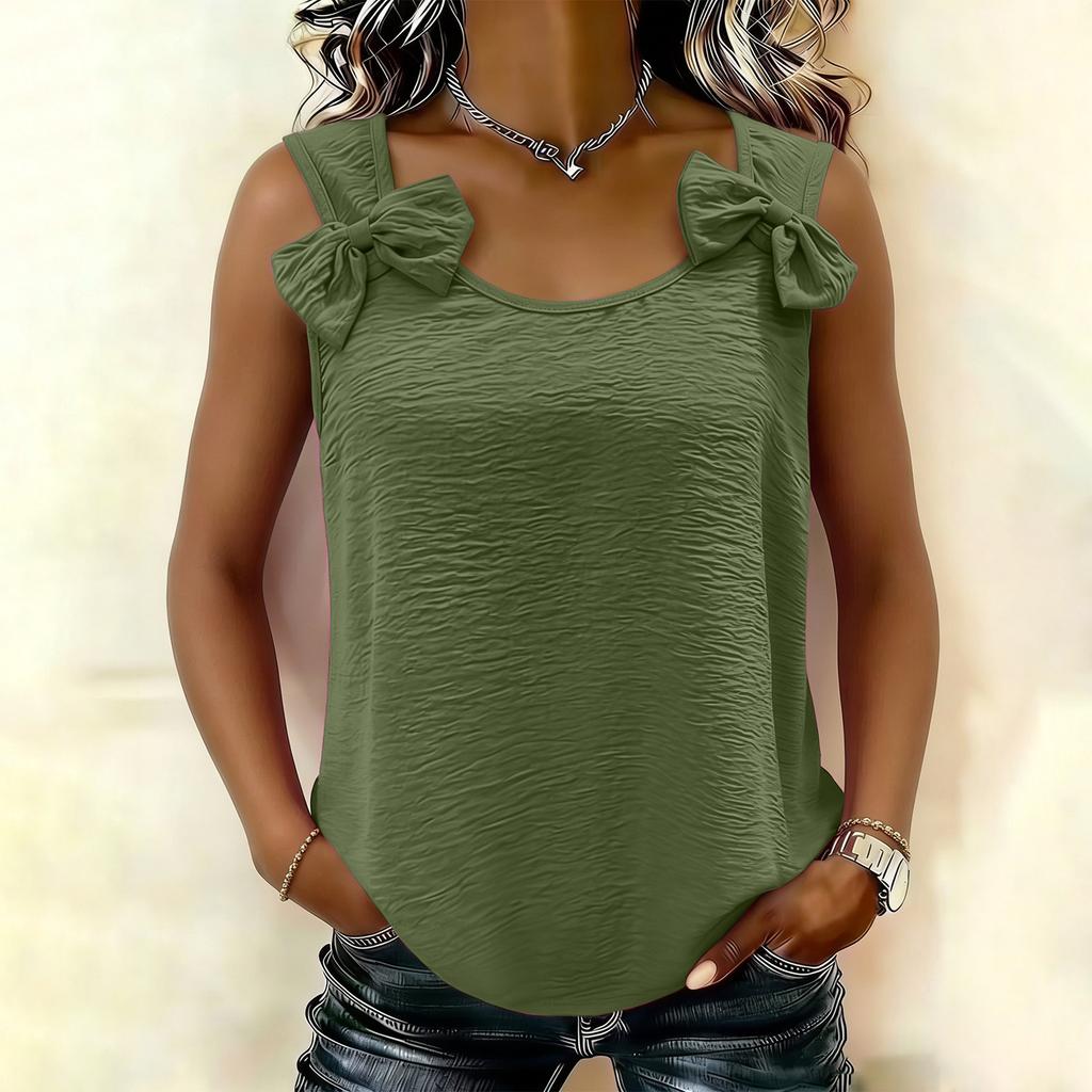 Women's Casual Fashion  Color Cotton Linen Sleeveless Top