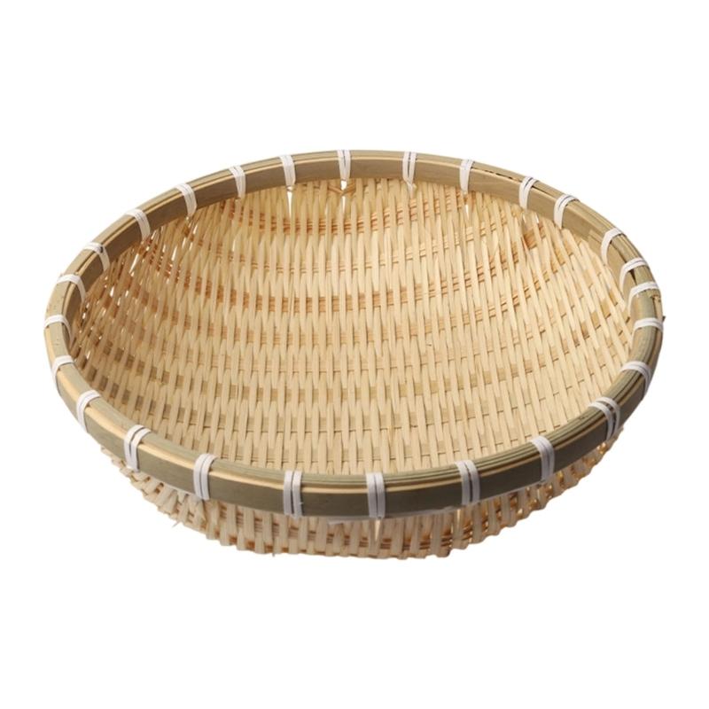 Natural Handwoven Bamboos Storage Basket for Multipurpose Kitchen Use Fruit and Nut Container with Nonslip Bottom