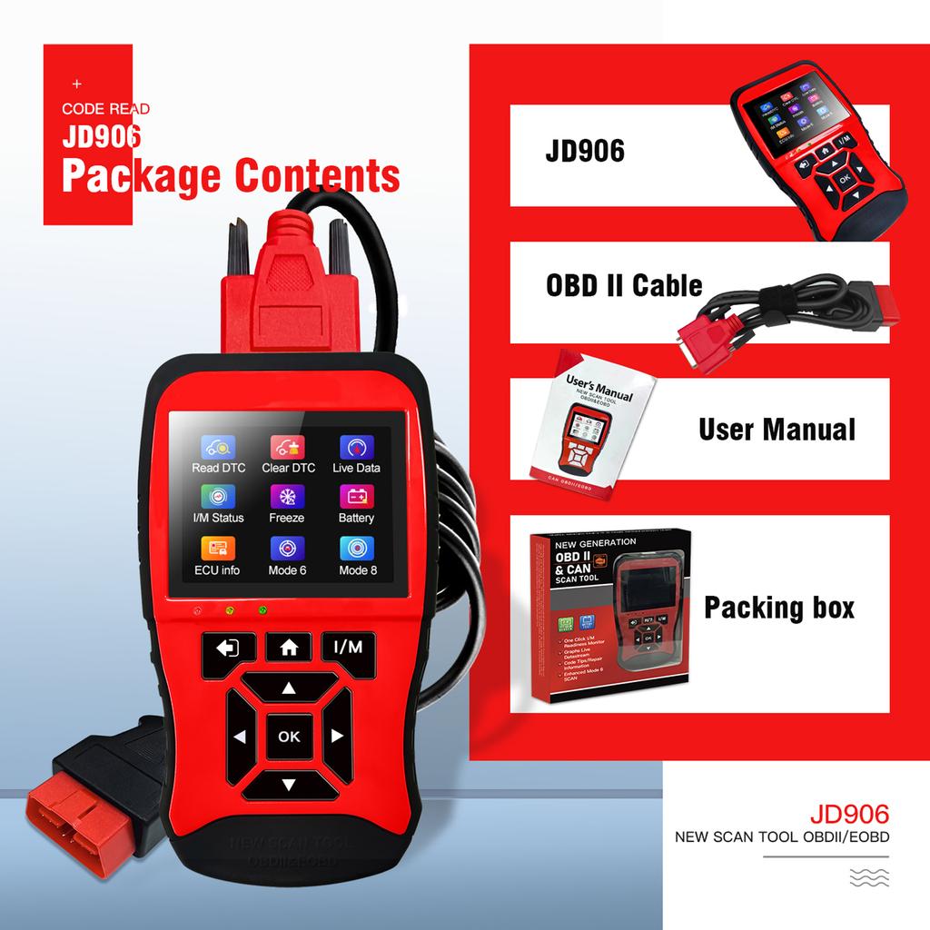 JDiag JD906 Car OBD & CAN Scanner Code Reader Car Diagnostic Scan Tool One Click IM Readiness