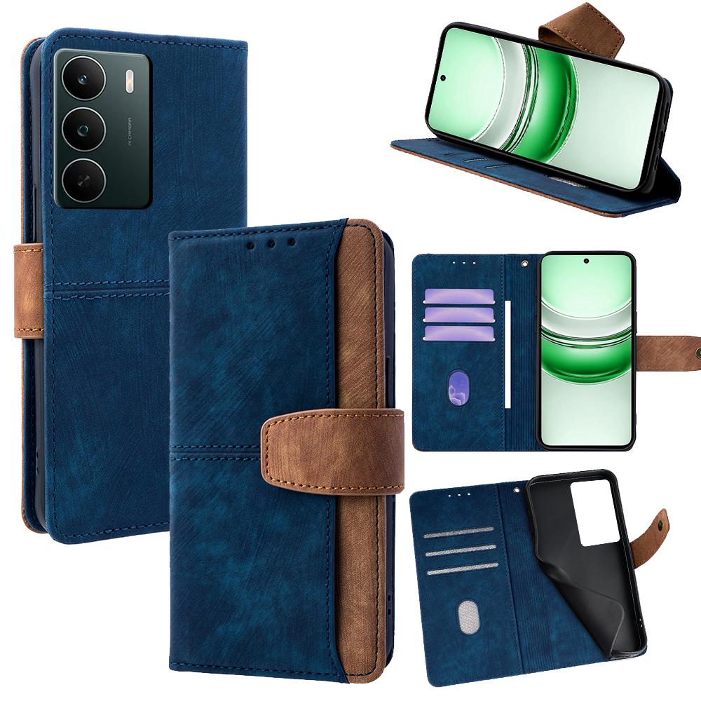 For Realme C71 4G Case RFID Blocking Color Splicing PU Leather Wallet Phone Cover