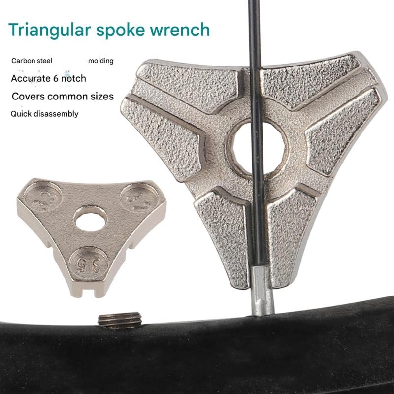 3 Size Triangular 6 Port Spoke Carbon Steel Silver Bike Repair Tool Wheel Repair Adjuster Bike Wire Wrench