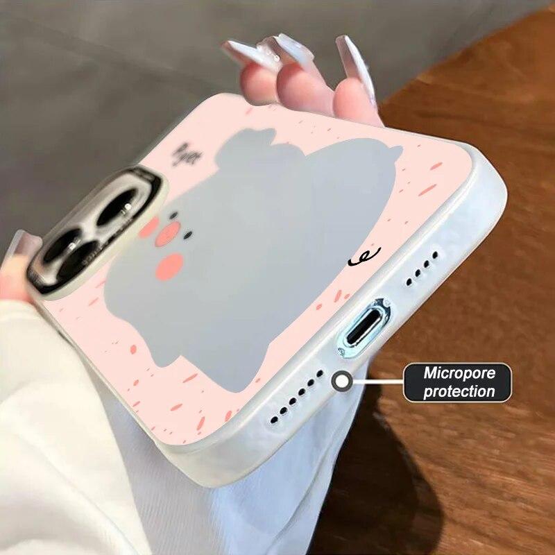 Cute Pig Phone Case For iPhone 15 Case iPhone 11 12 13 14 Pro Max 7 8 15 Plus XR XS X SE Shockproof Soft Gradient Laser Cover