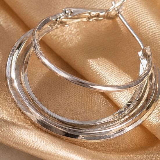 1 Pair Gold/Silver Hoop Earrings for Women, Chunky Triple Split Hoop Earrings, Multi Hoop Statement