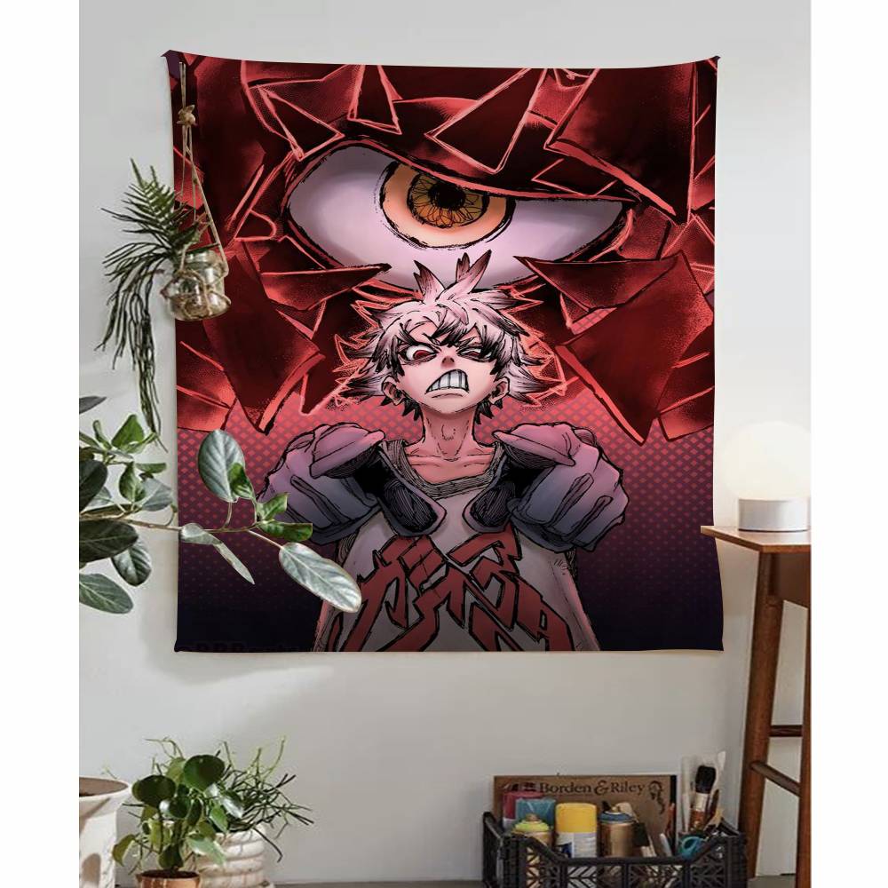 Gachiakuta Anime Character Tapestry Red Japanese Manga Wall Hanging with Action Art Ideal for Otaku Bedroom Edgy Room Decor