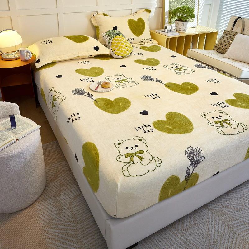 New A-class Milk Fleece Bed Sheet Thickened Warm Mink Fleece Mattress Cover Fully Wrapped