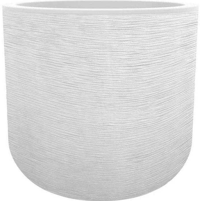 EDA Round Pot GRAPHIT UP - 32.5 L - Ø 38.5 Cm X H 36.8 Cm - Cerused White