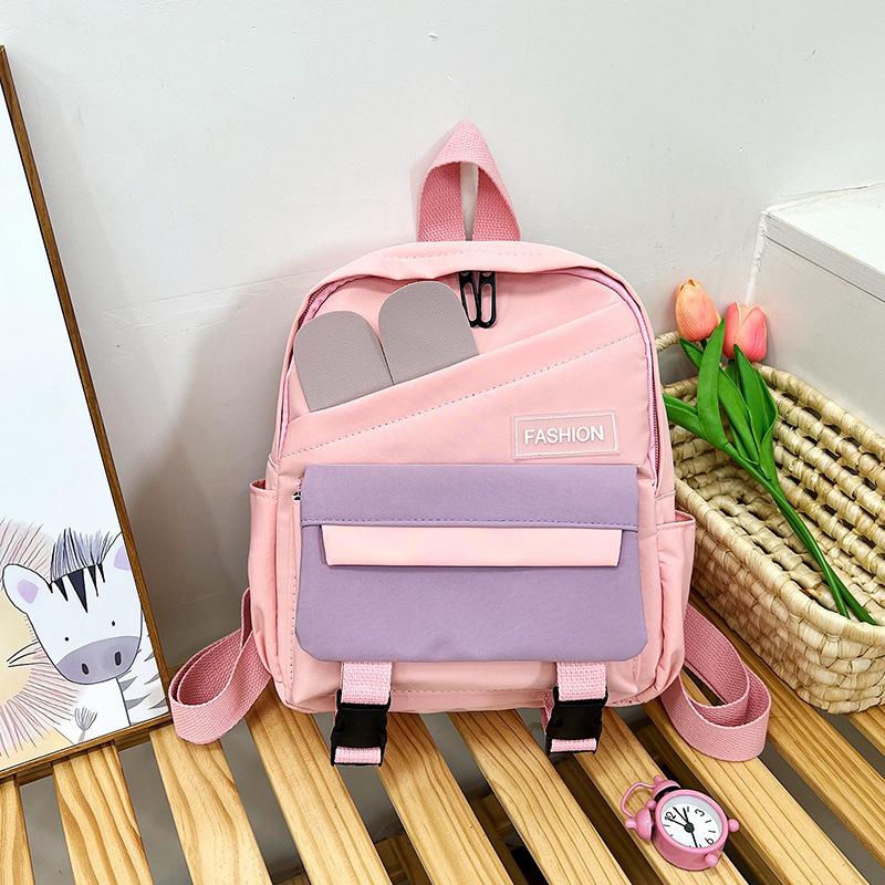

2025 Spring Festival new cute junior high school students versatile contrasting backpack simple small fresh casual large capacity backpack розовый